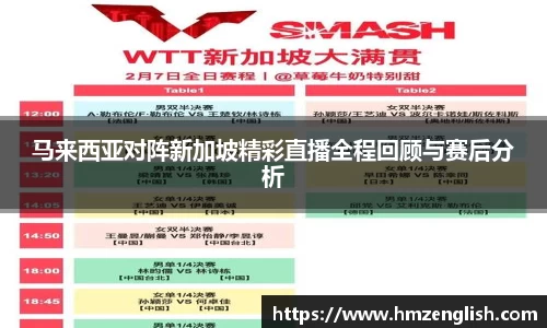 马来西亚对阵新加坡精彩直播全程回顾与赛后分析